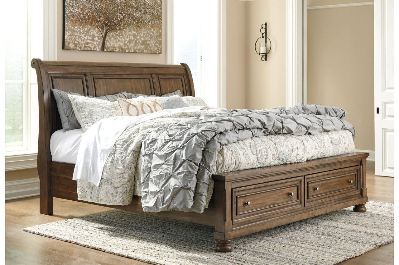 Flynnter King Sleigh Bed In Medium Brown B719B23