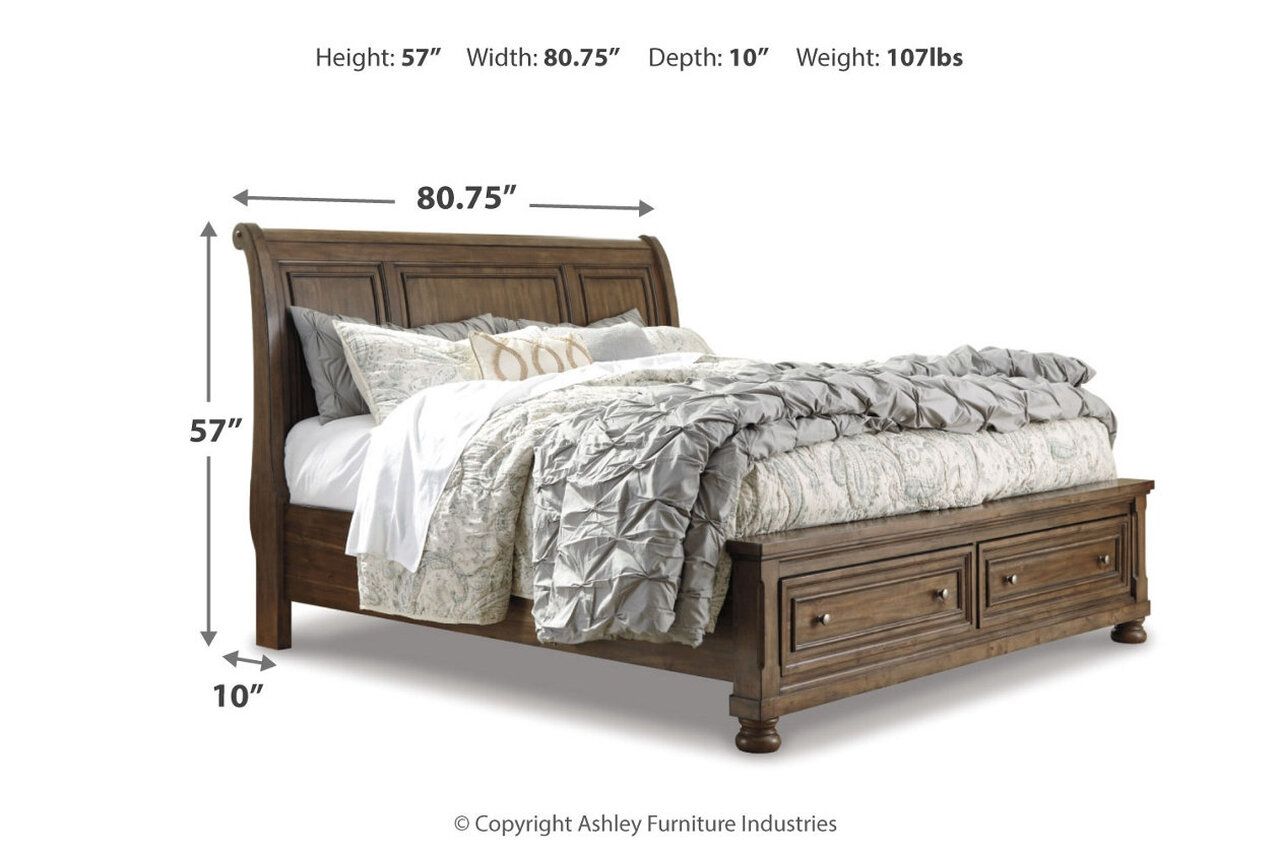 Flynnter King Sleigh Bed In Medium Brown B719B23