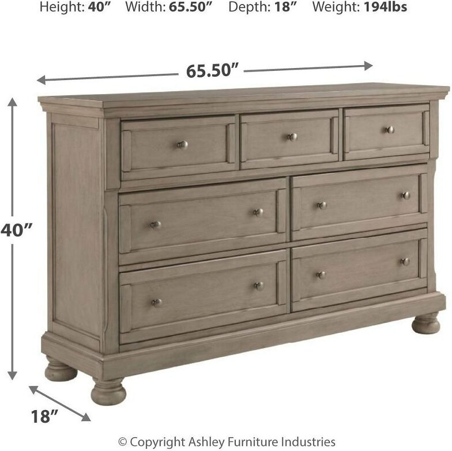 Lettner Light Gray 7 Drawer Dresser B73331