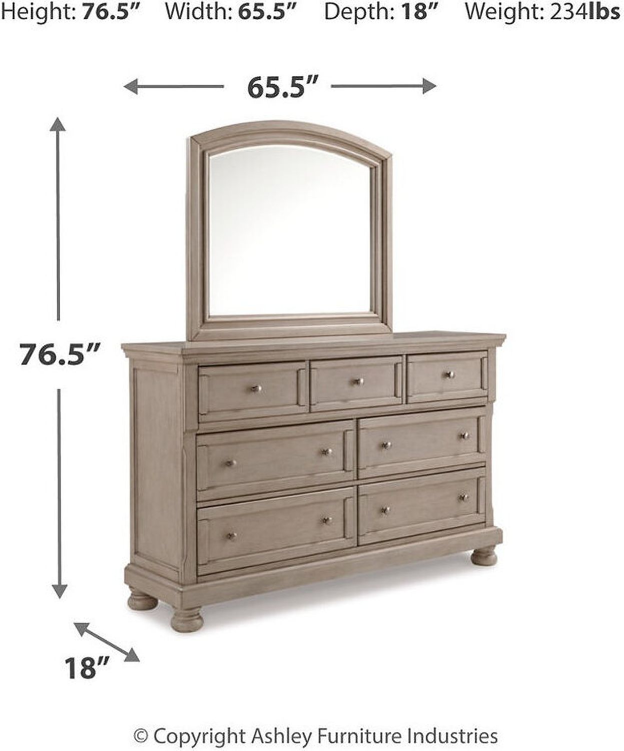 Lettner Light Gray Bedroom Mirror B73336