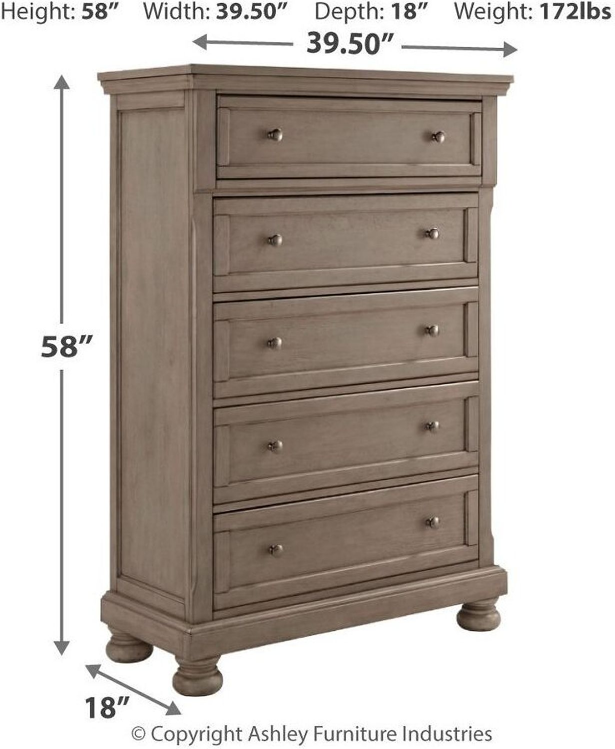 Lettner Light Gray 5 Drawer Chest B73346