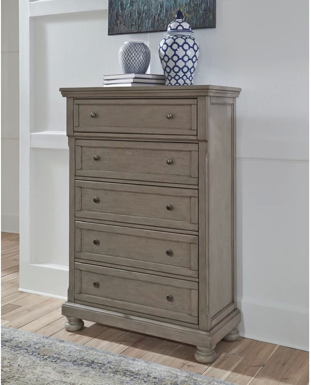 Lettner Light Gray 5 Drawer Chest B73346