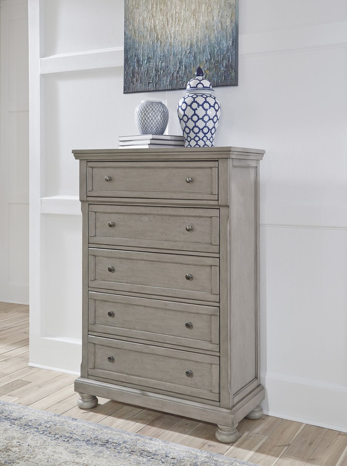 Lettner Light Gray 5 Drawer Chest B73346