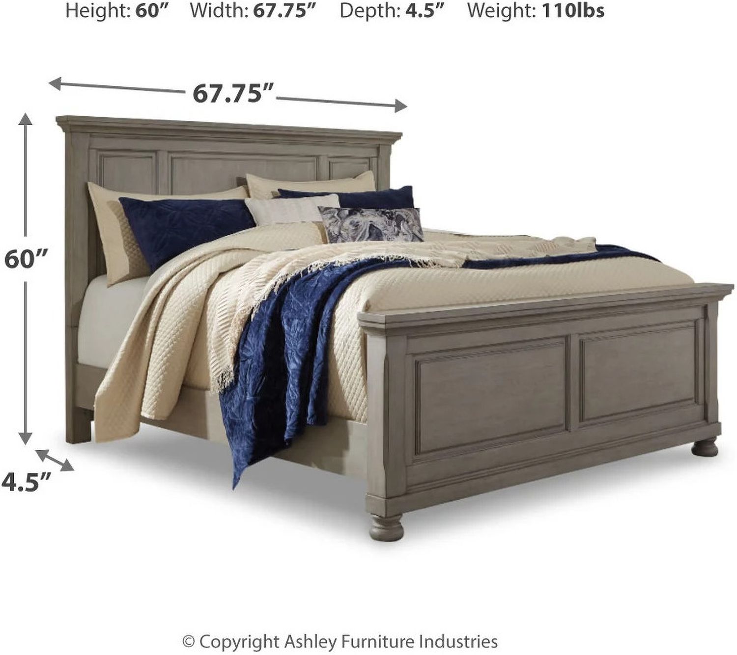Lettner Light Gray Queen Panel Headboard Only B73357