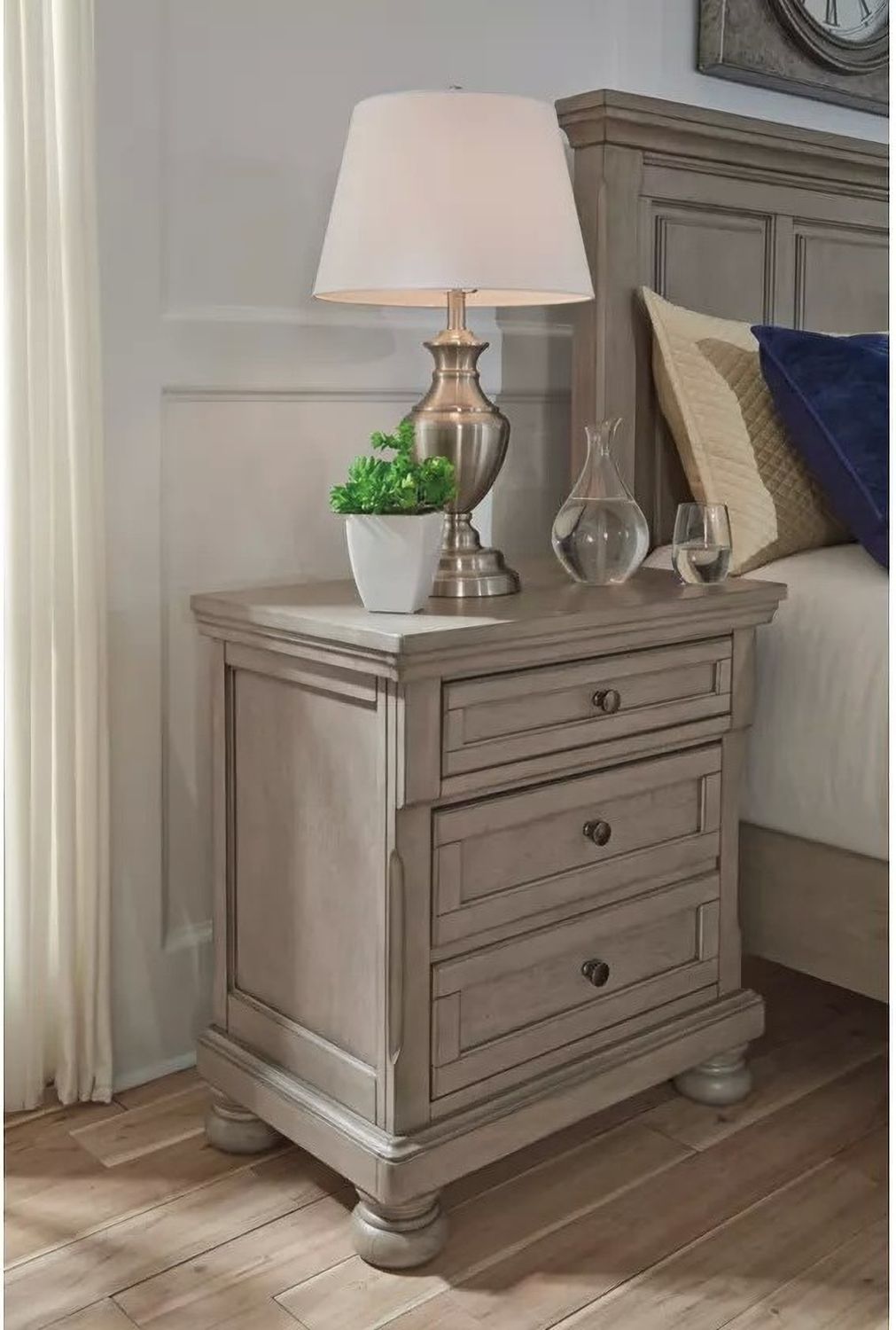Lettner Light Gray 2 Drawer Nightstand B73392