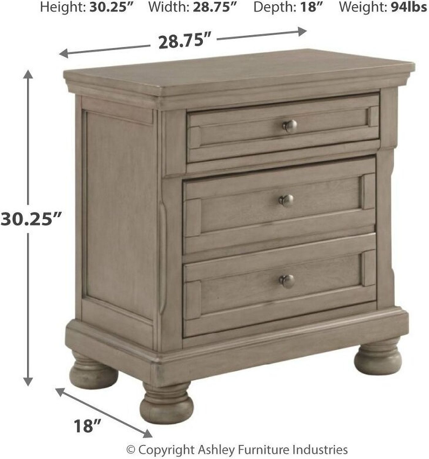 Lettner Light Gray 2 Drawer Nightstand B73392