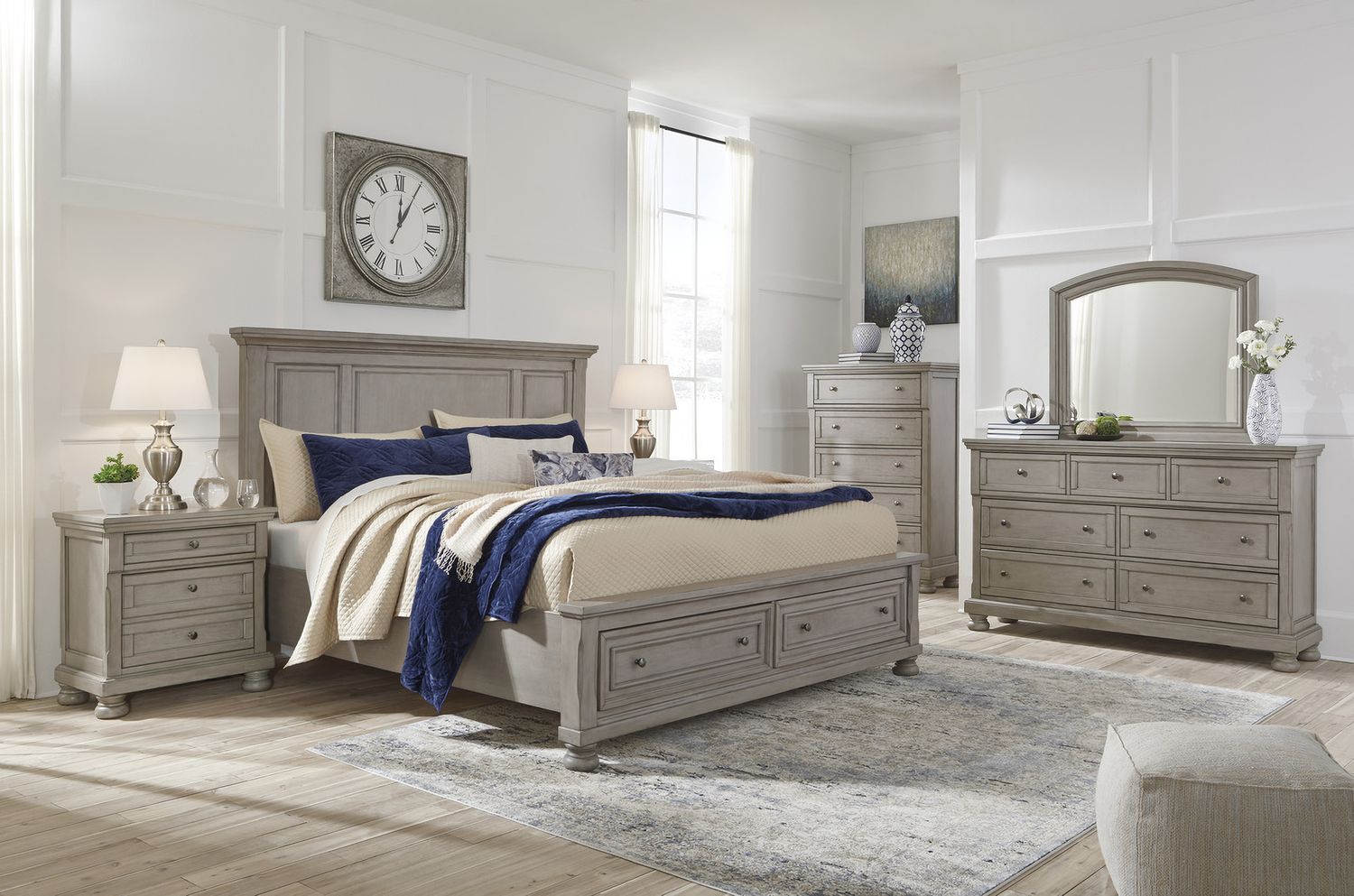 Lettner Light Gray 2 Drawer Nightstand B73392