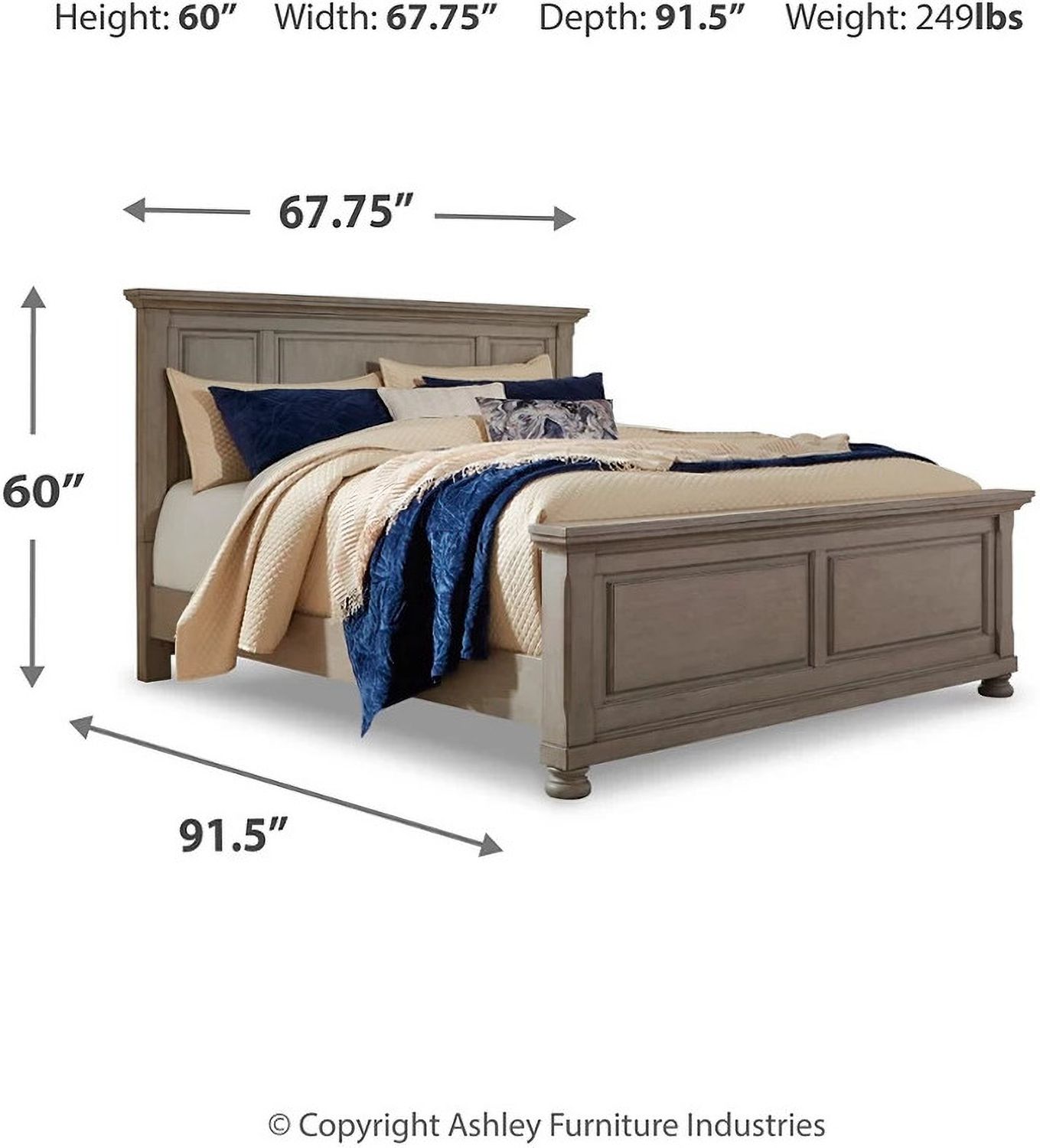 Lettner Light Gray Queen Panel Bed B733B2