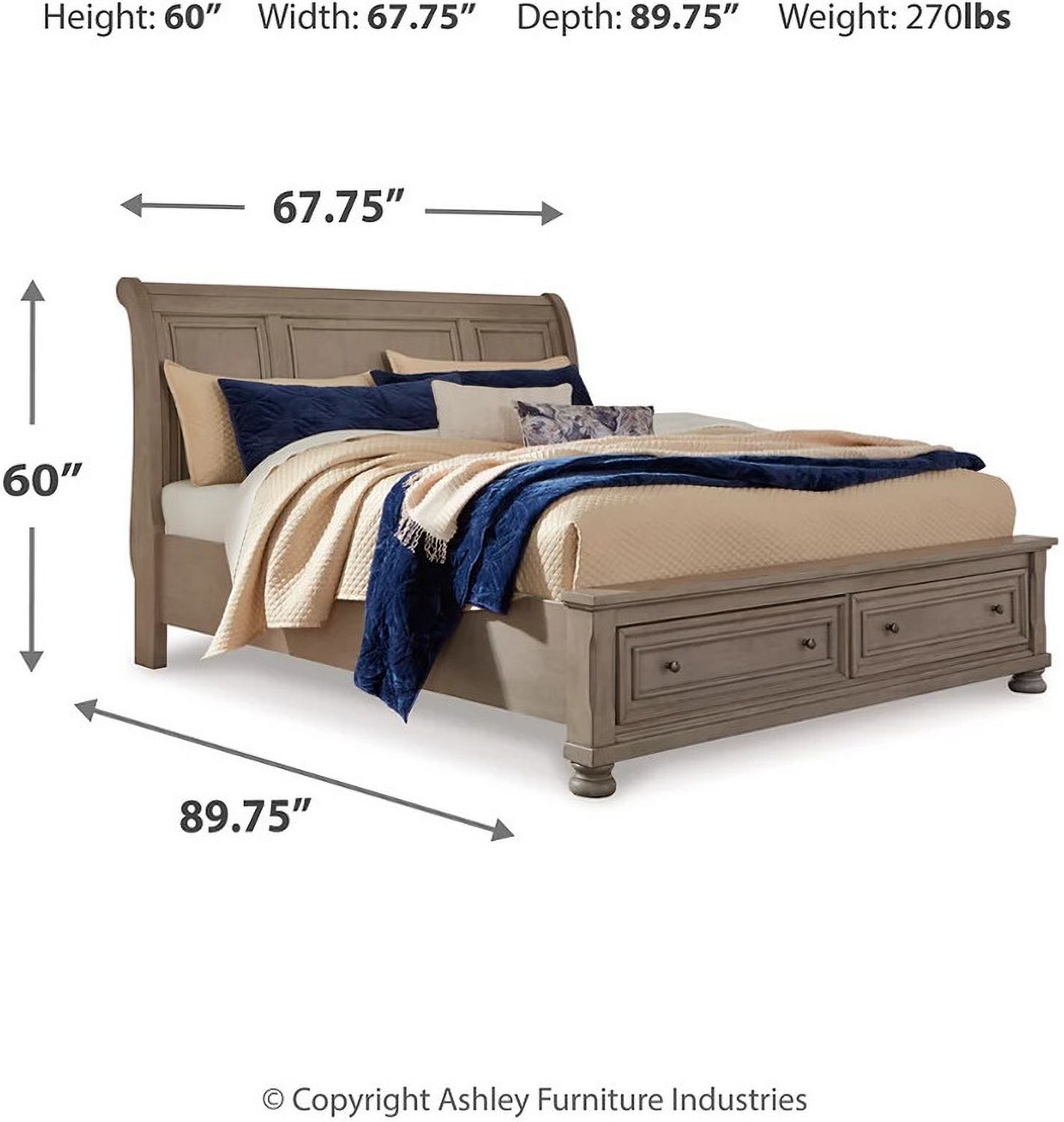 Lettner Light Gray Queen Sleigh Bed B733B3