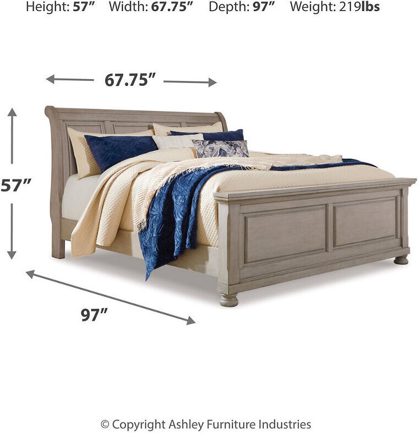 Lettner Queen Sleigh Bed In Light Gray B733B32