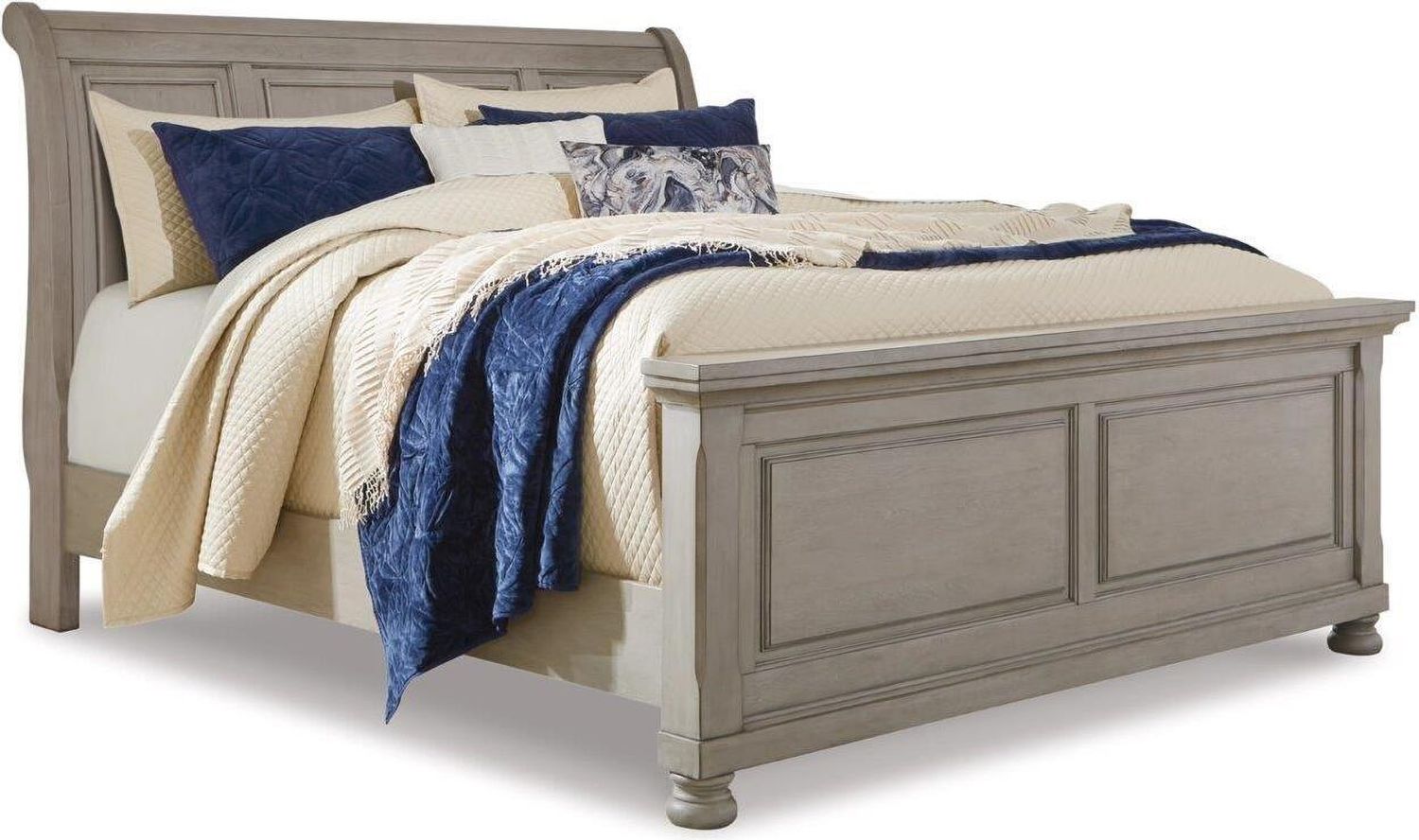 Lettner King Sleigh Bed In Light Gray B733B34