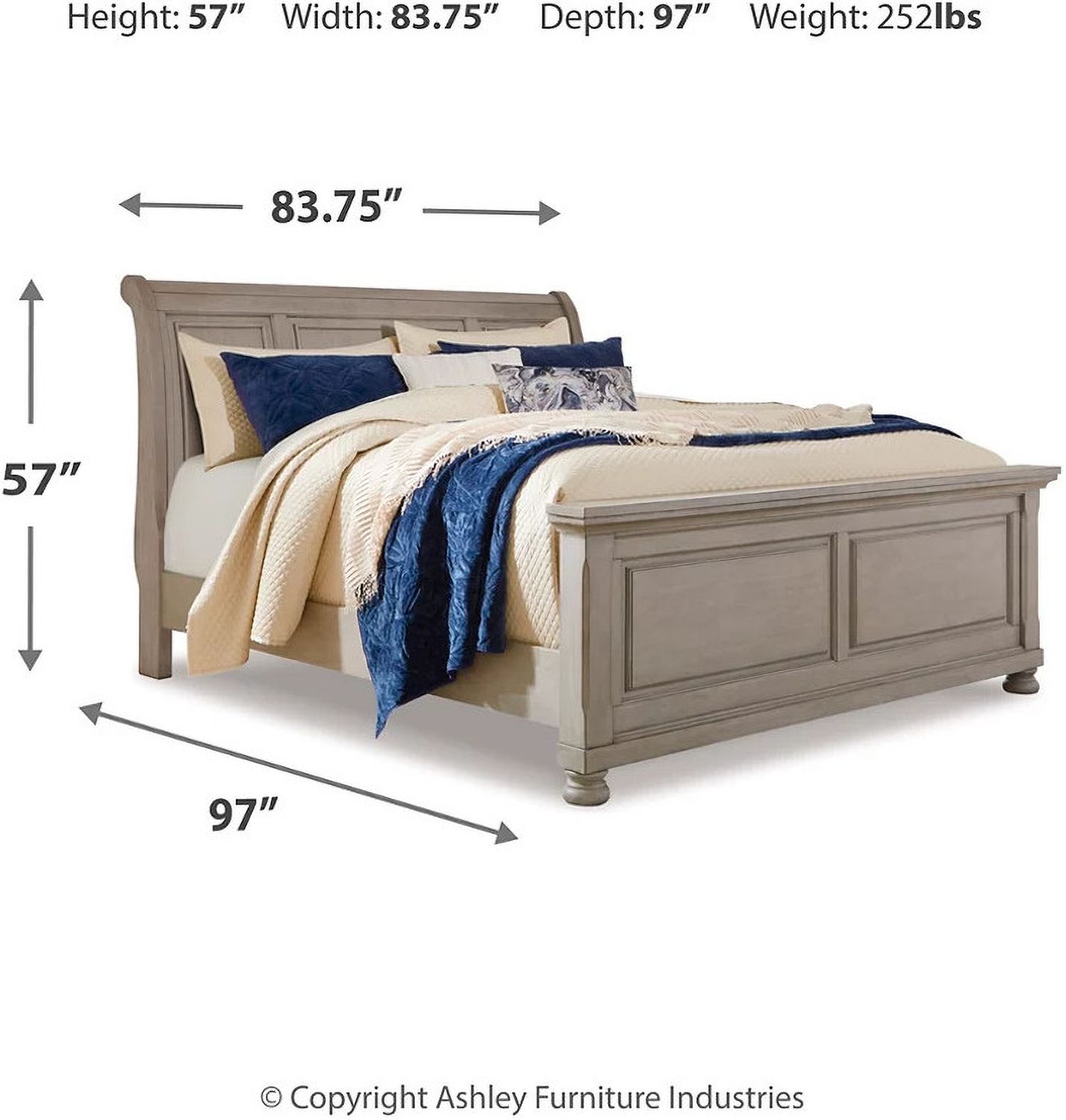Lettner King Sleigh Bed In Light Gray B733B34