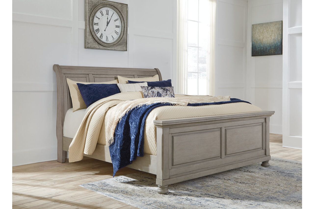 Lettner California King Sleigh Bed In Light Gray B733B36