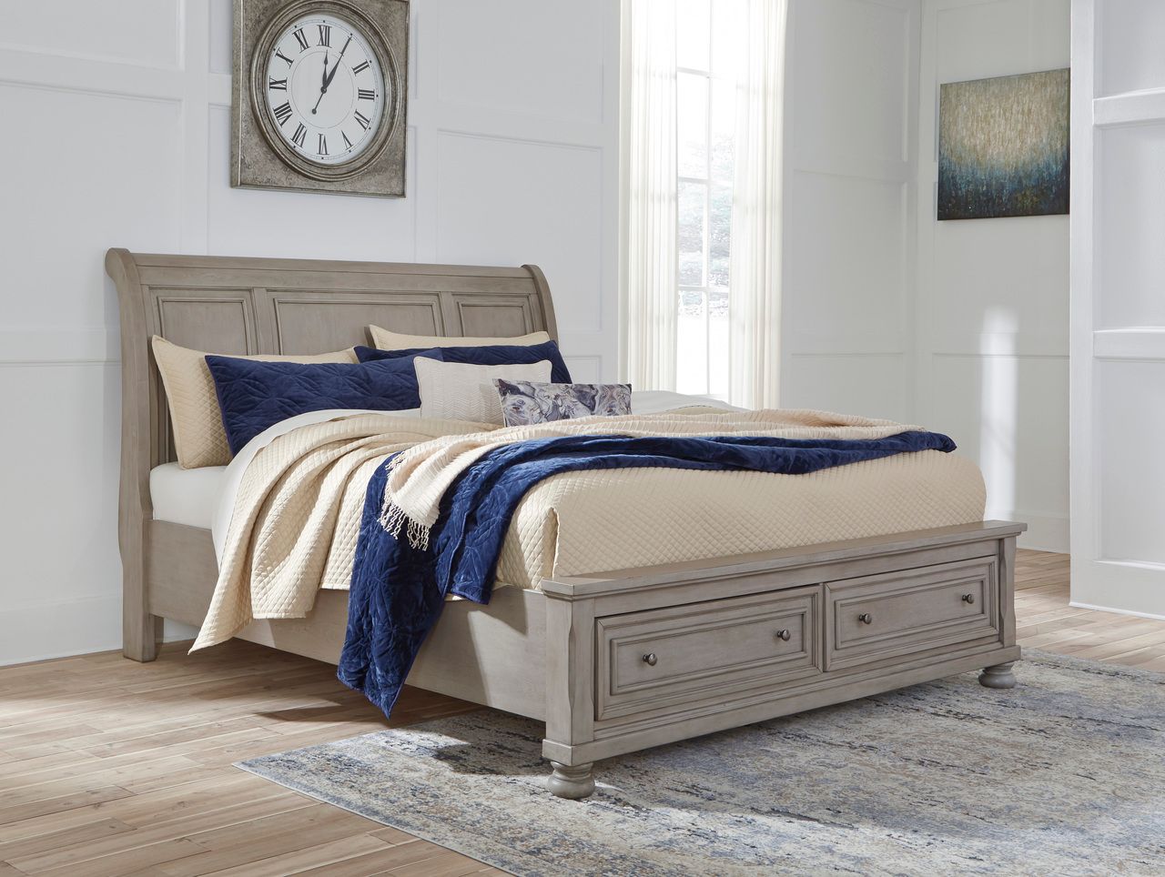 Lettner California King Sleigh Bed In Light Gray B733B36