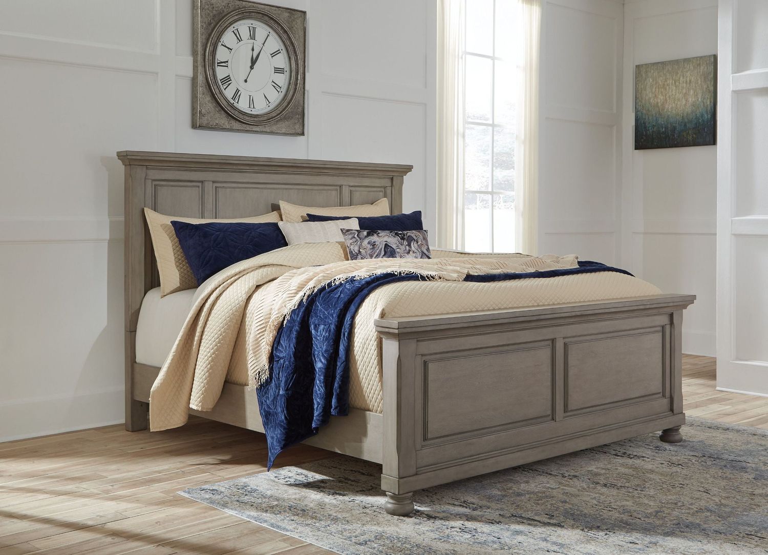 Lettner Light Gray King Panel Bed B733B6