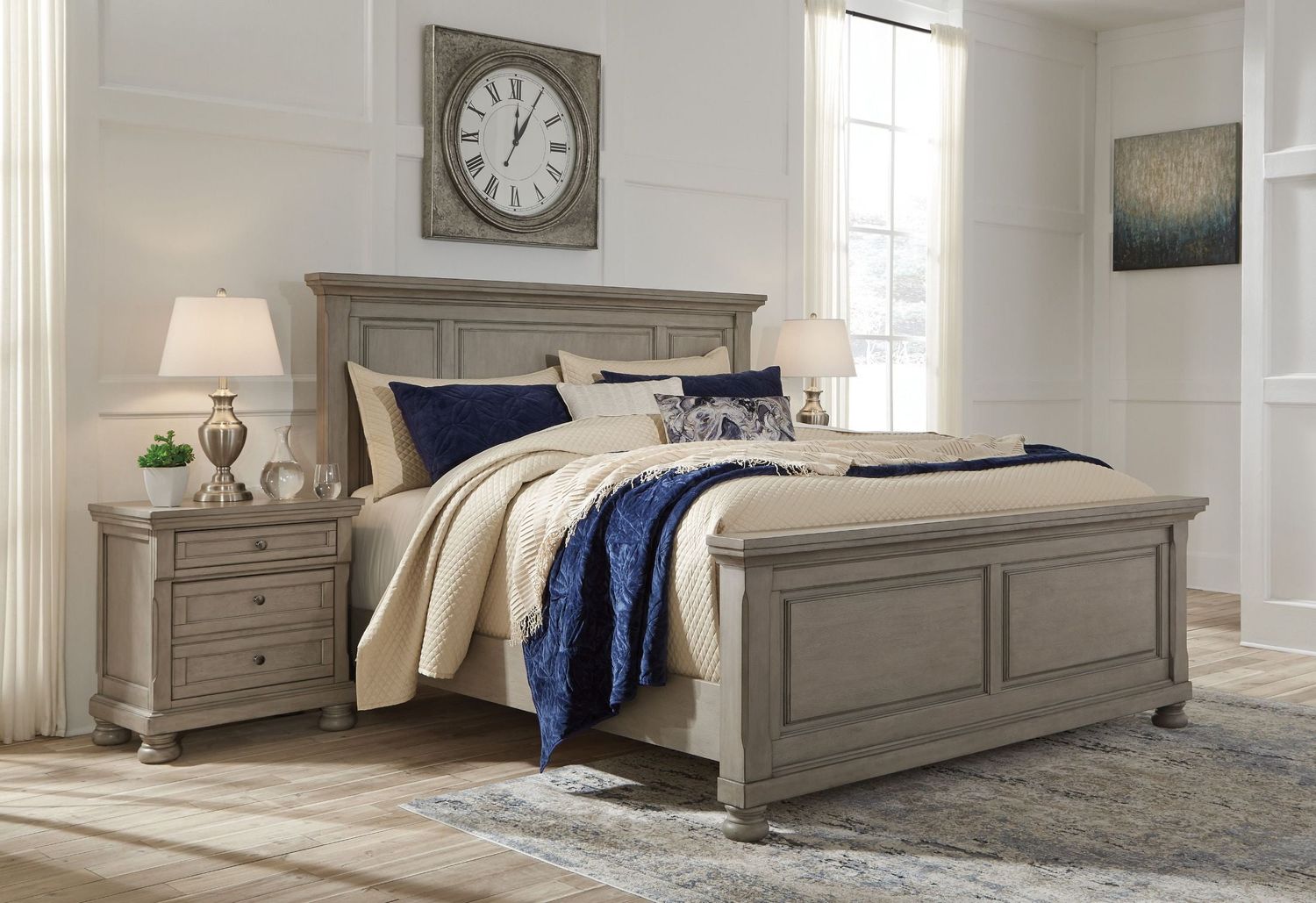 Lettner Light Gray King Panel Bed B733B6