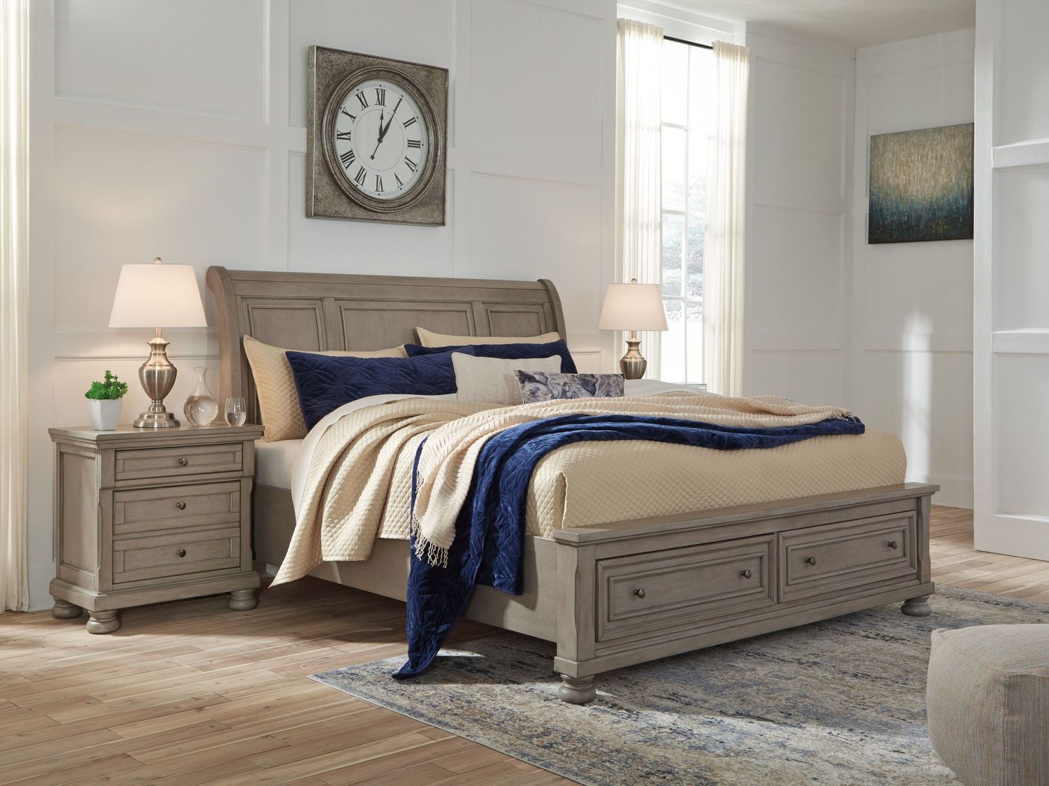 Lettner Light Gray King Sleigh Bed B733B8