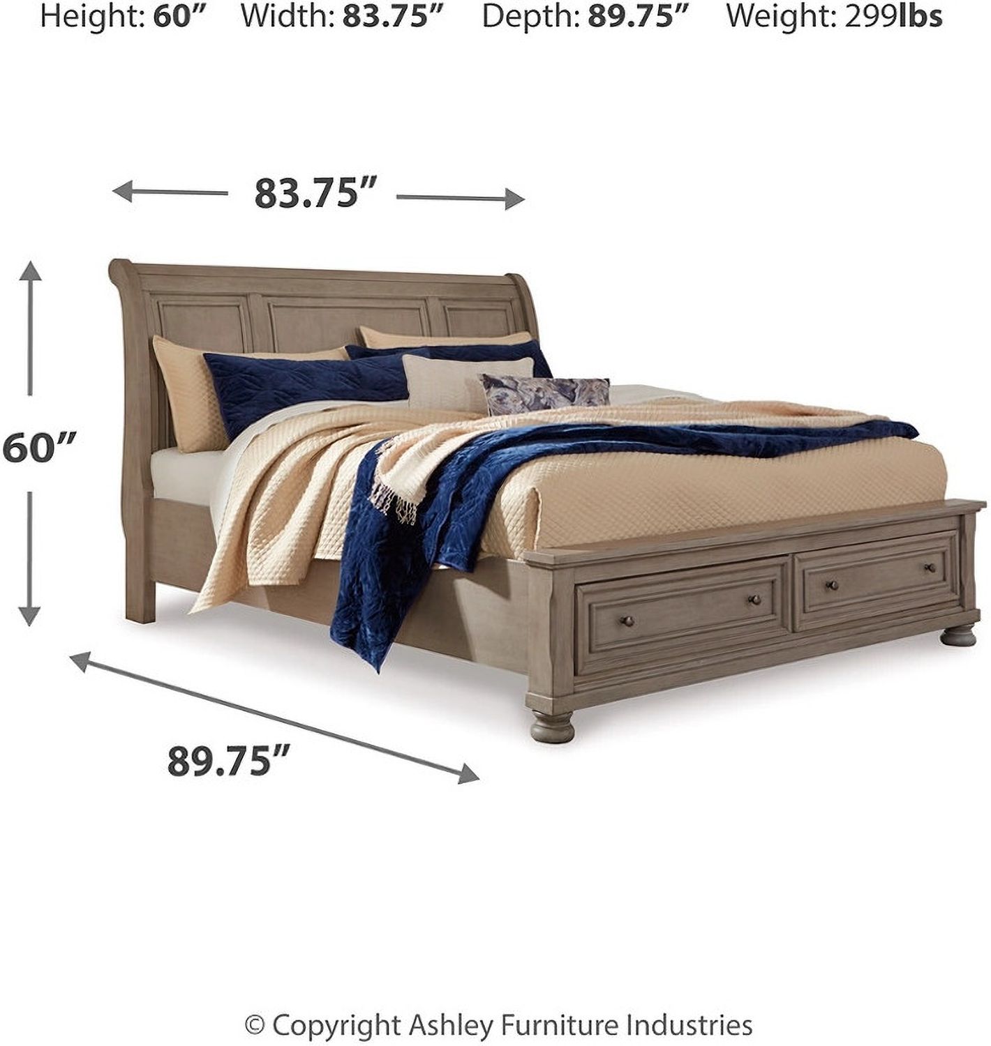 Lettner Light Gray King Sleigh Bed B733B8