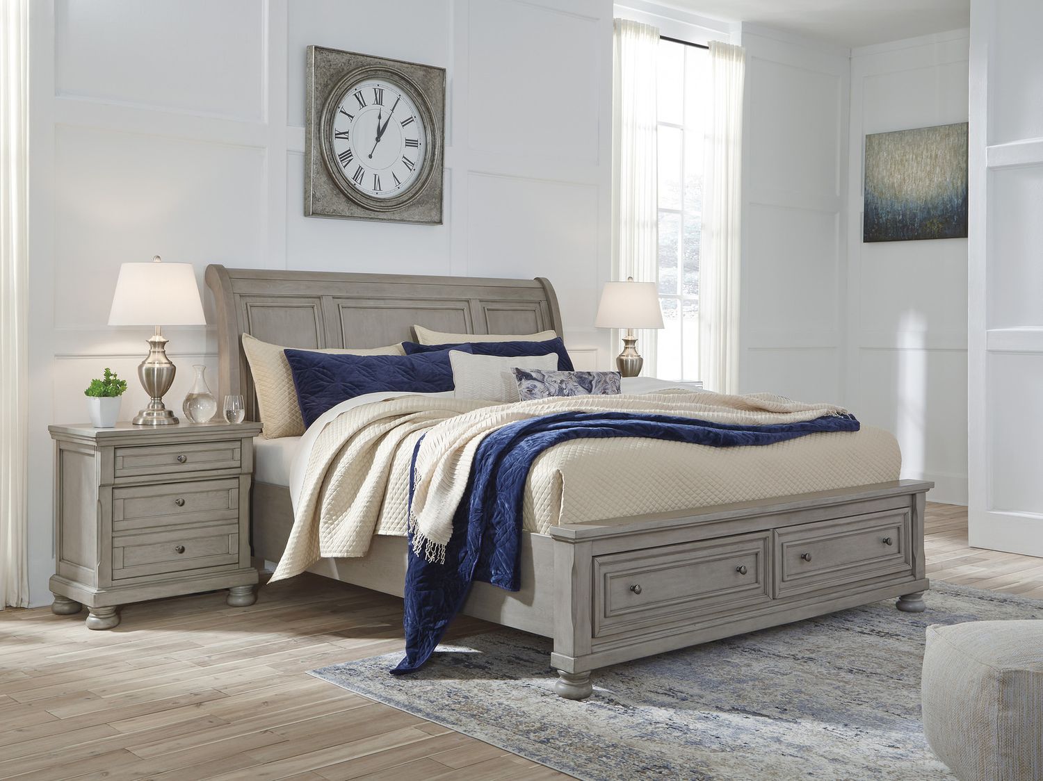 Lettner Light Gray King Sleigh Bed B733B8
