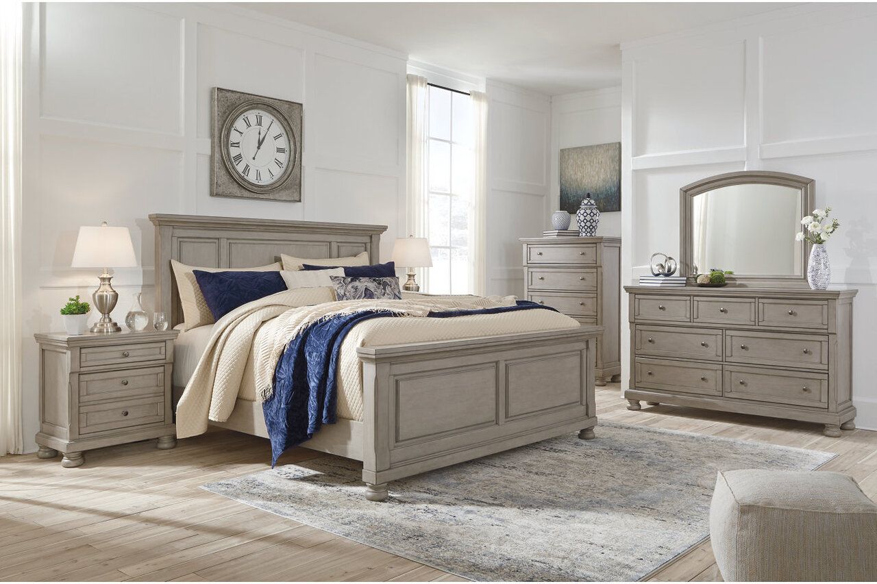 Lettner Light Gray Cal. King Sleigh Bed B733B9