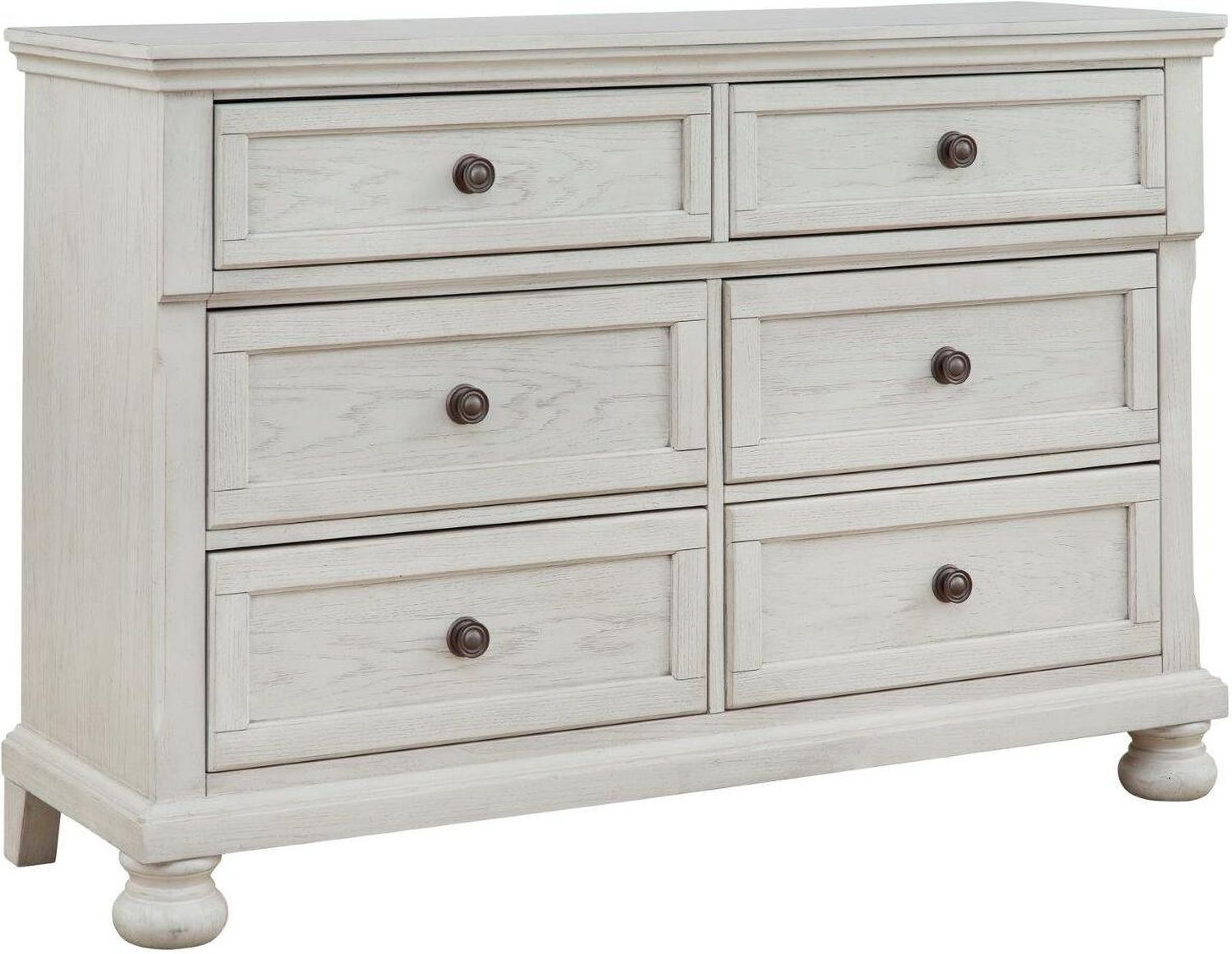 Robbinsdale Antique 6 Drawer White Dresser B74221