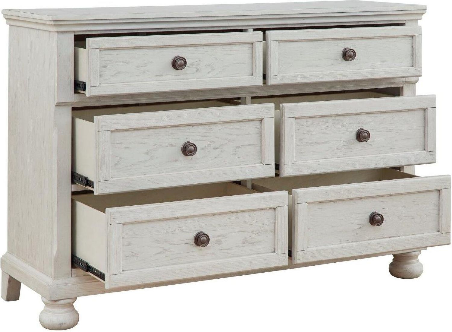 Robbinsdale Antique 6 Drawer White Dresser B74221