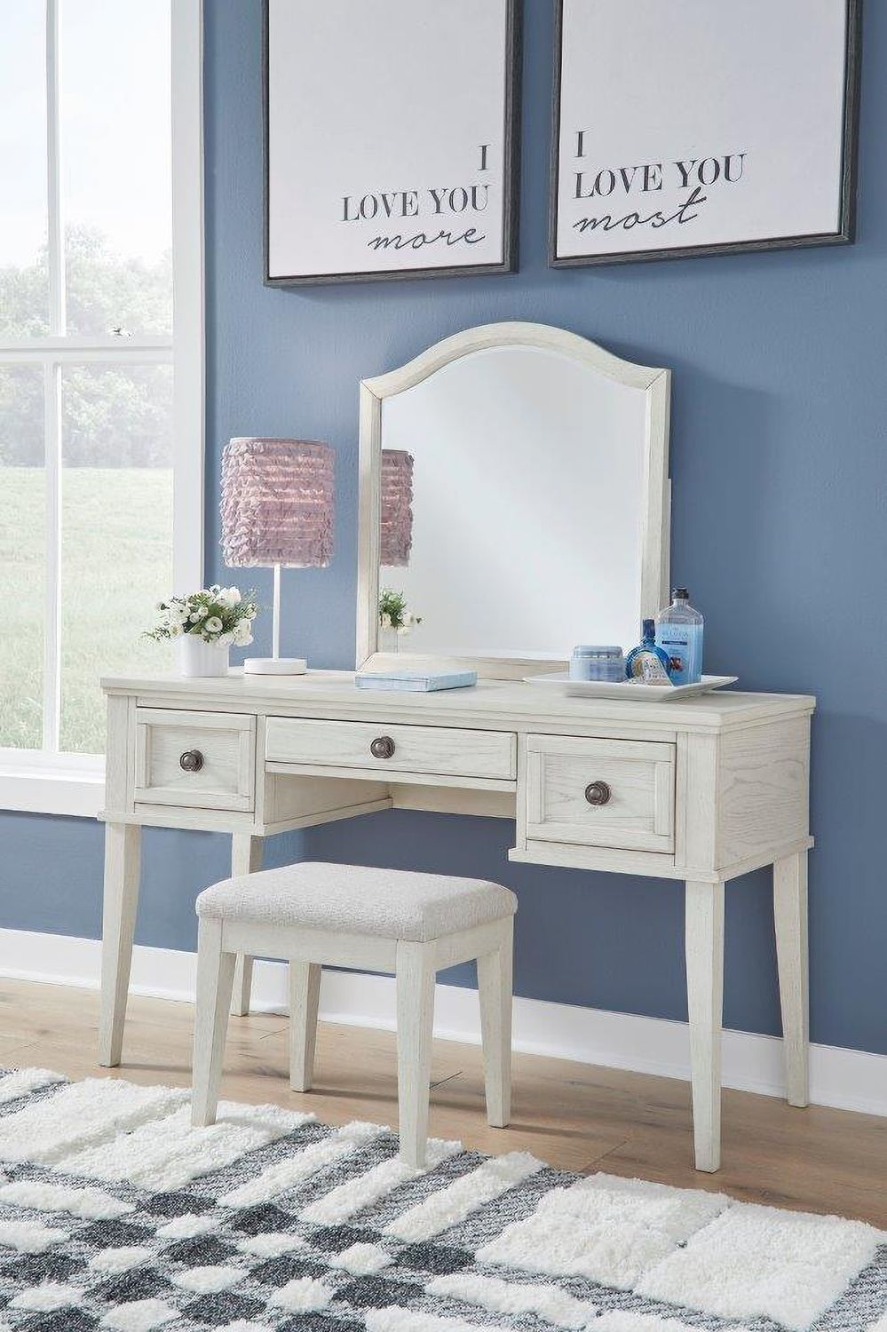 Robbinsdale Antique White Vanity Mirror B74225