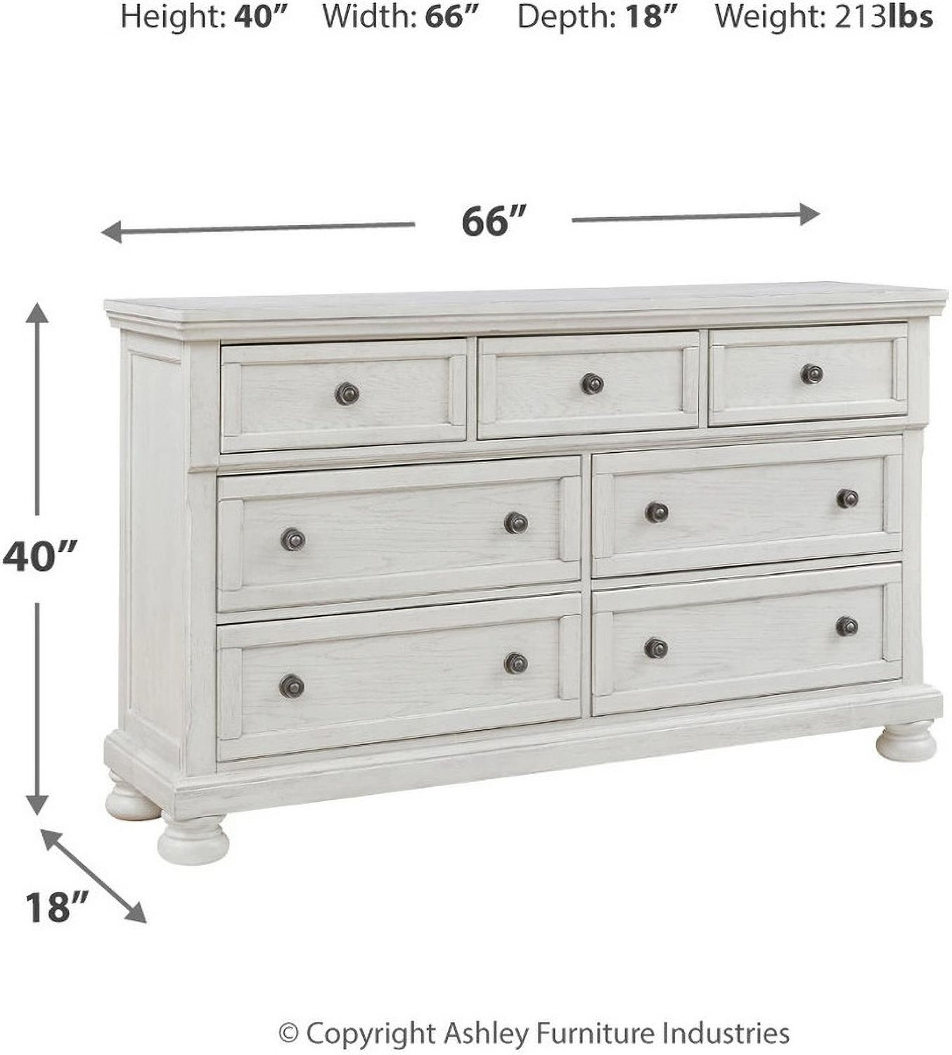 Robbinsdale Antique 7 Drawer White Dresser B74231