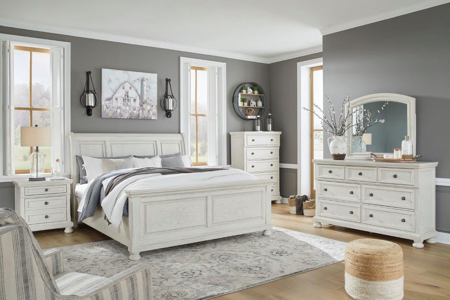 Robbinsdale Antique 7 Drawer White Dresser B74231