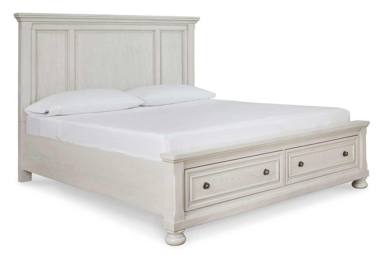 Robbinsdale Antique White King/California King Panel Headboard Only B74258