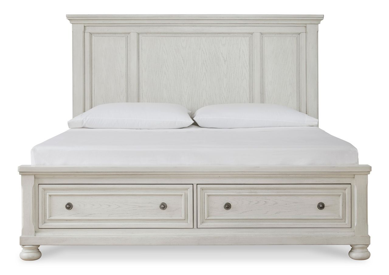 Robbinsdale Antique White King/California King Panel Headboard Only B74258