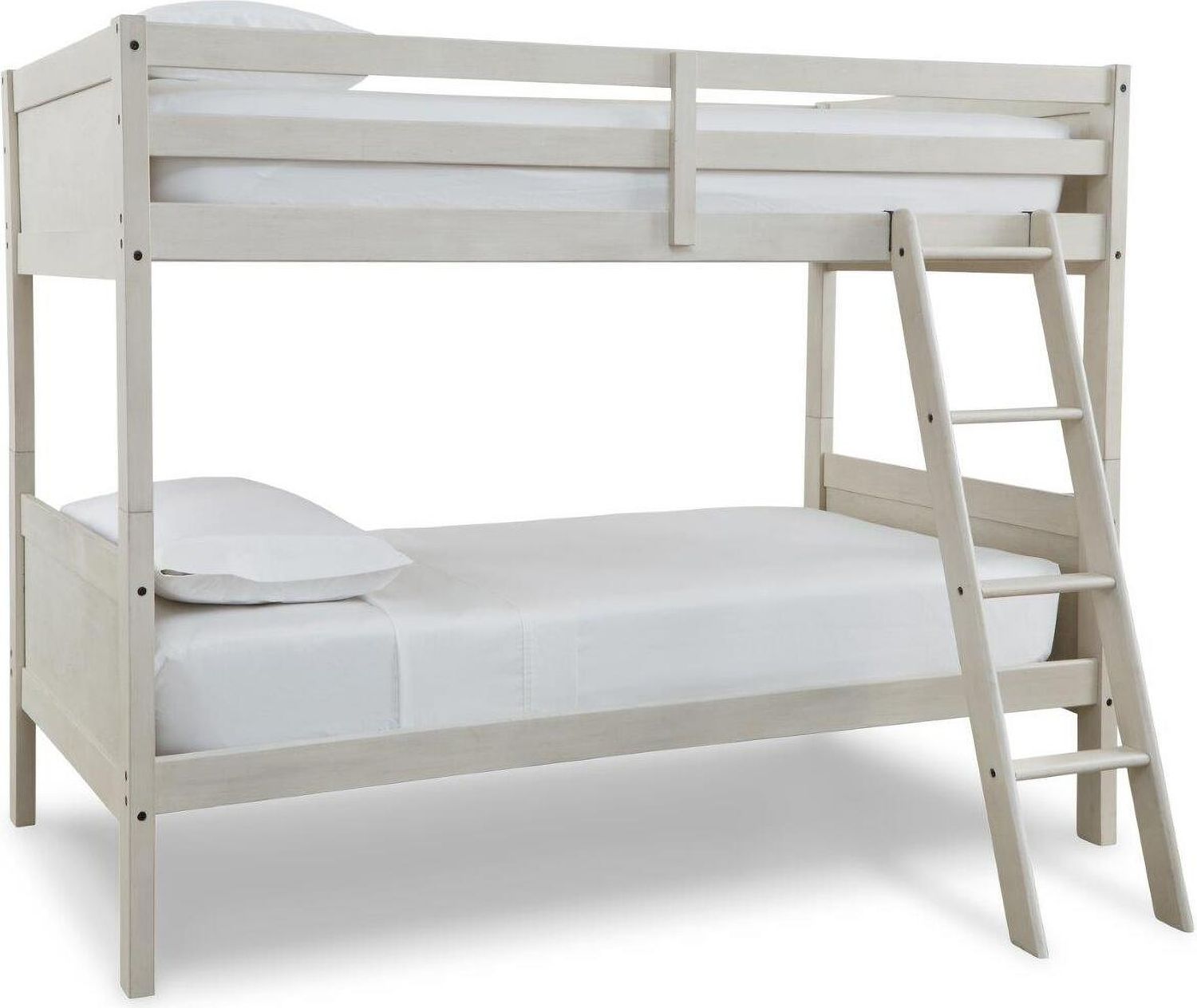 Robbinsdale Antique White Twin Over Twin Bunk Bed With Ladder B74259