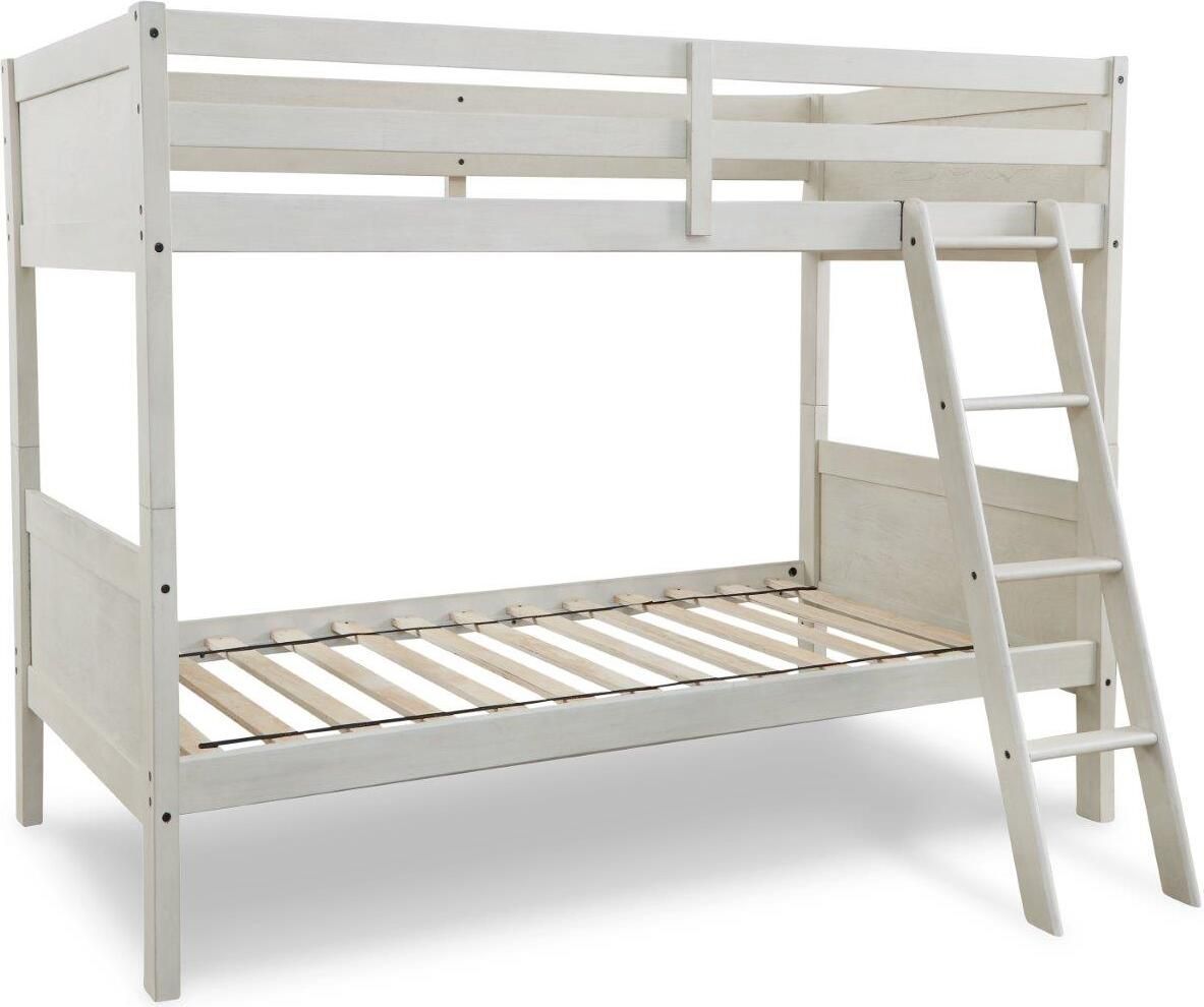 Robbinsdale Antique White Twin Over Twin Bunk Bed With Ladder B74259