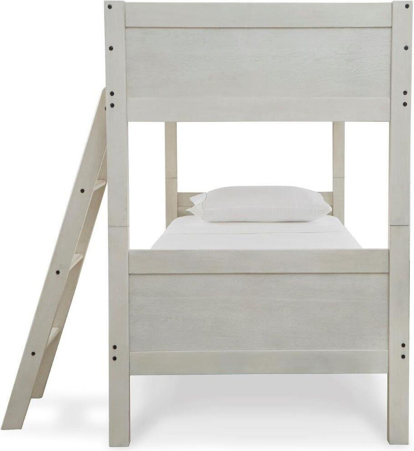 Robbinsdale Antique White Twin Over Twin Bunk Bed With Ladder B74259