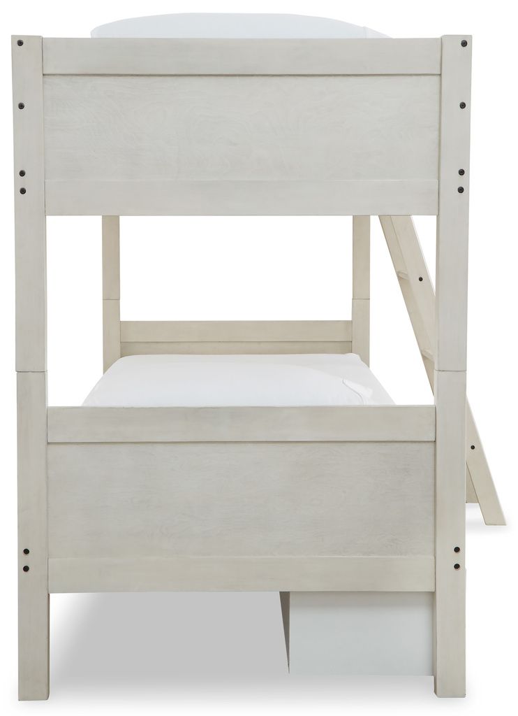 Robbinsdale Antique White Twin Over Twin Bunk Bed With Ladder B74259