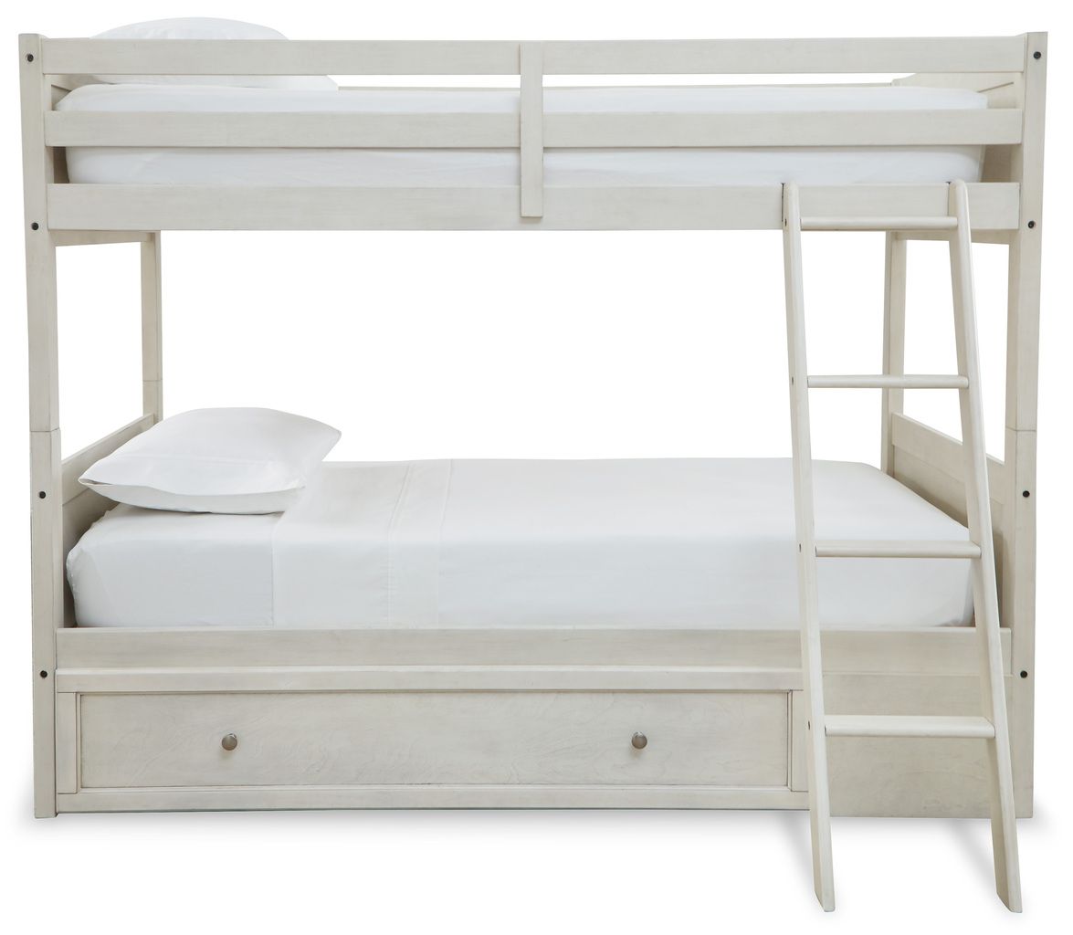 Robbinsdale Antique White Twin Over Twin Bunk Bed With Ladder B74259