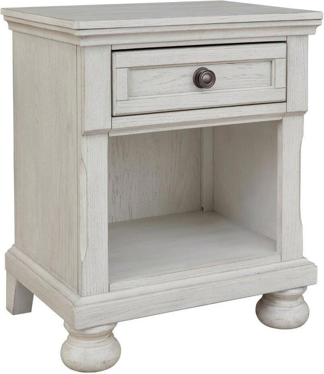 Robbinsdale Antique White One Drawer Nightstand B74291