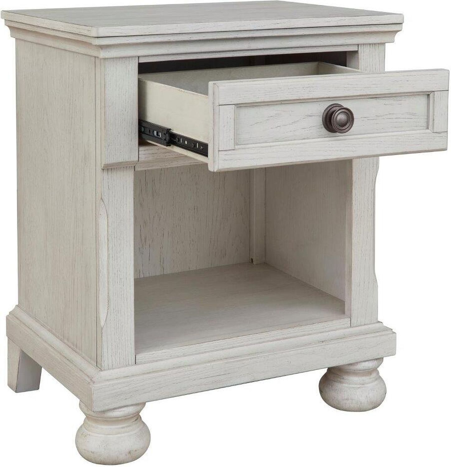 Robbinsdale Antique White One Drawer Nightstand B74291
