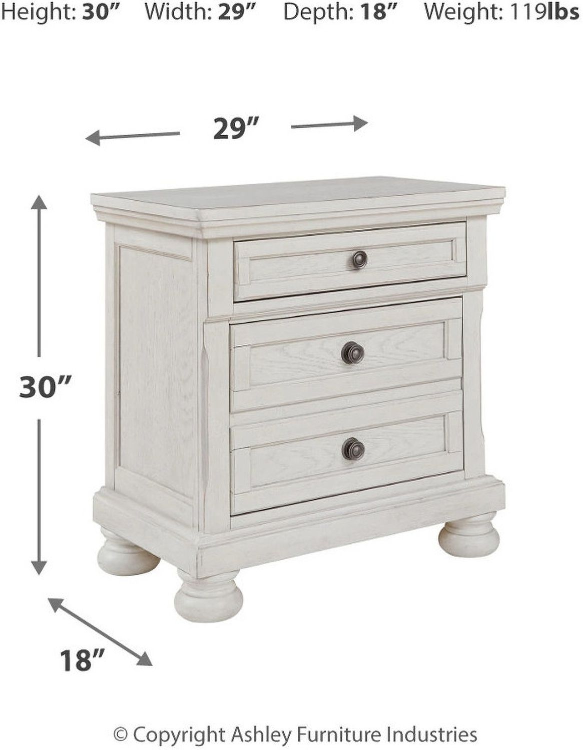 Robbinsdale Antique White Two Drawer Night Stand B74292