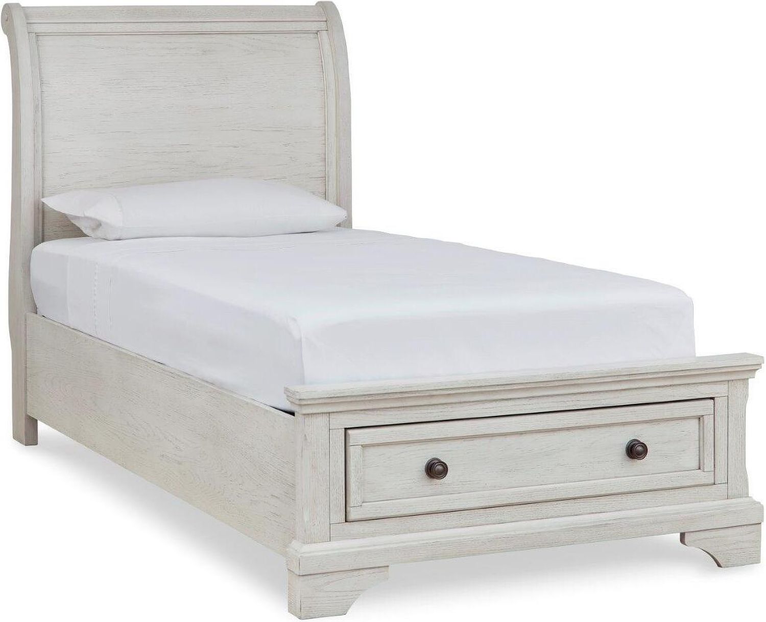 Robbinsdale Antique White Twin Sleigh Storage Bed B742B12