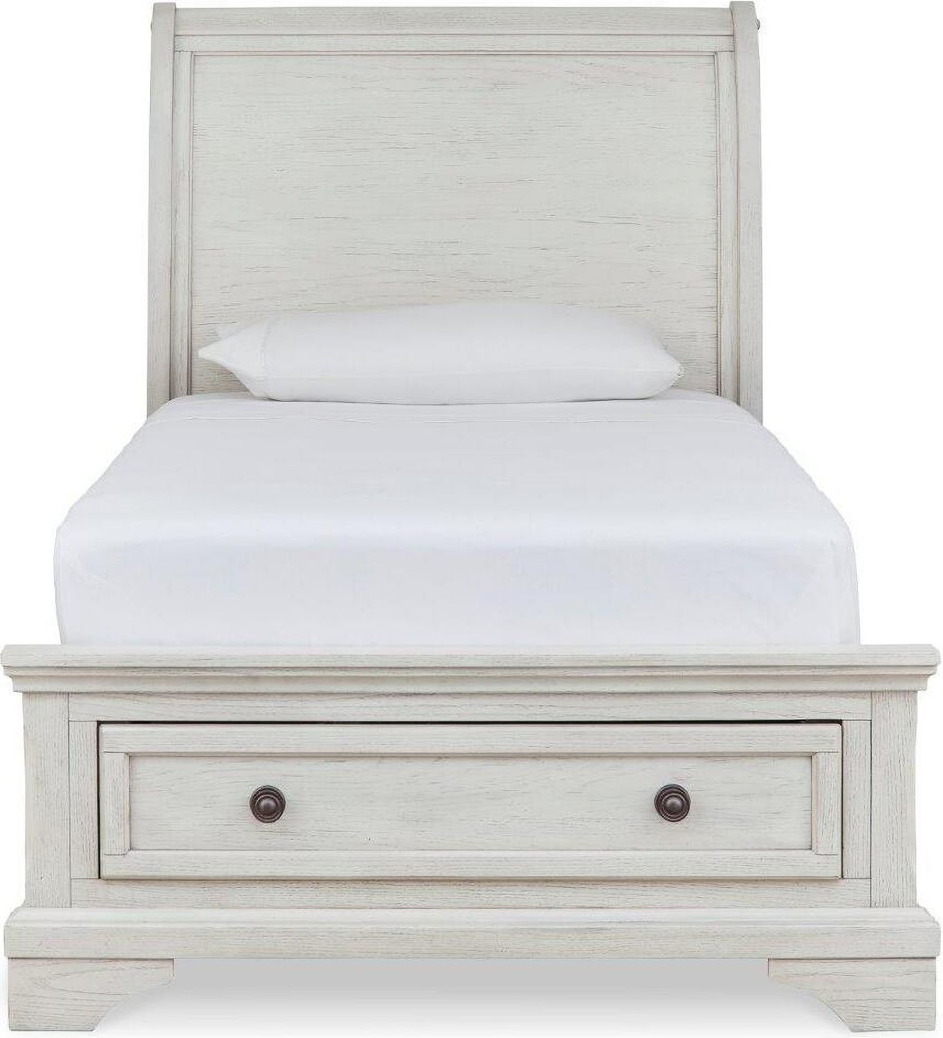 Robbinsdale Antique White Twin Sleigh Storage Bed B742B12