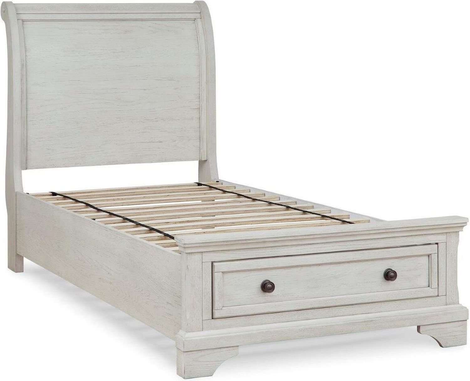 Robbinsdale Antique White Twin Sleigh Storage Bed B742B12