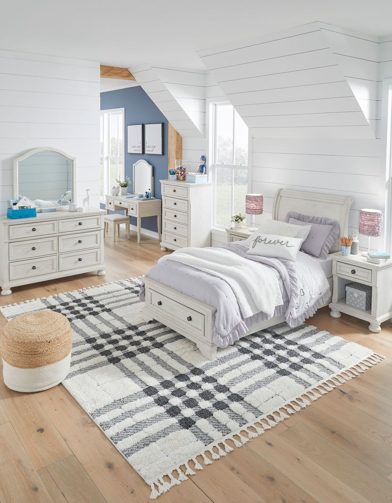 Robbinsdale Antique White Twin Sleigh Storage Bed B742B12