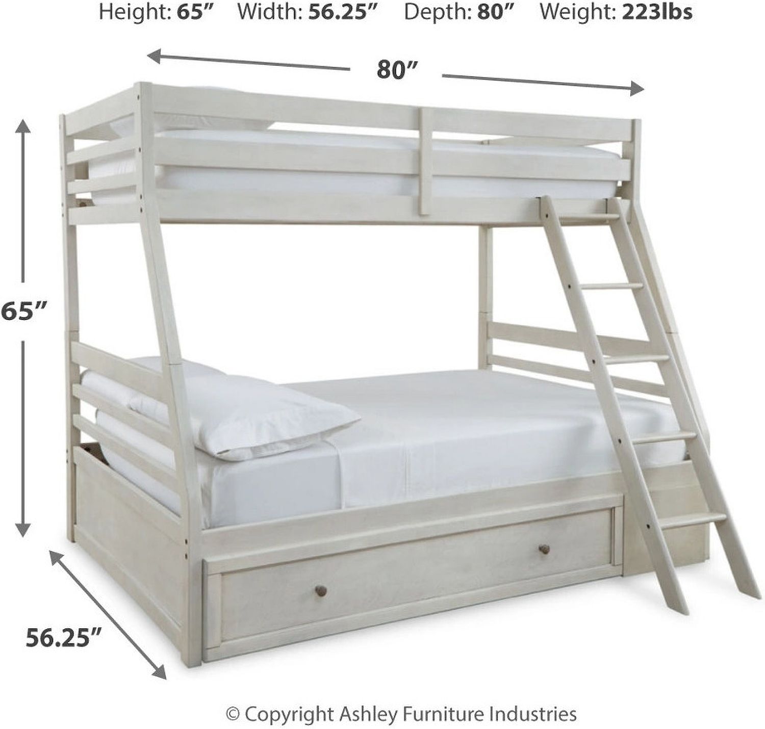 Robbinsdale Antique White Twin Over Full Bunk Bed With Storage B742B16