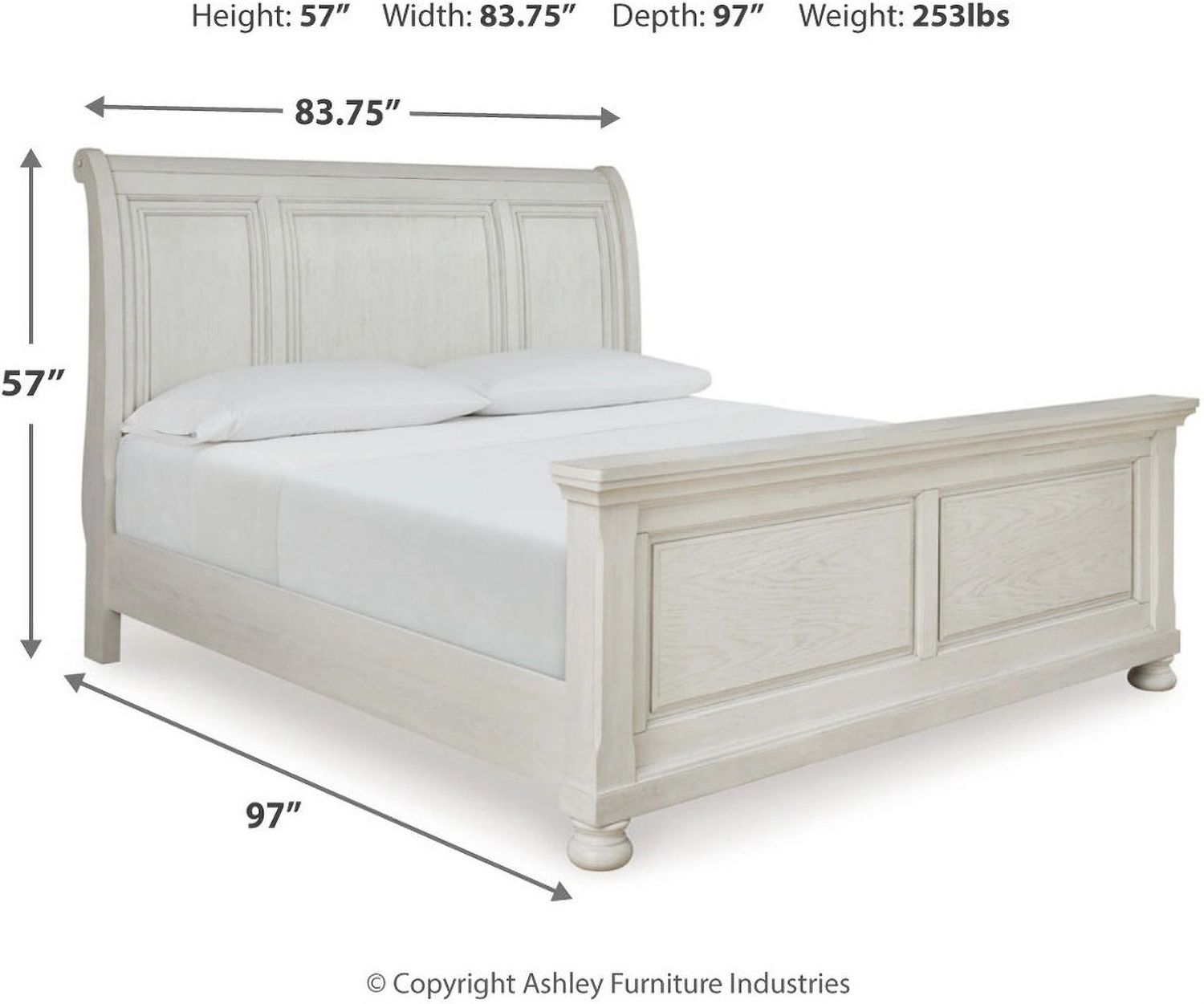 Robbinsdale King Sleigh Bed In Antique White B742B22