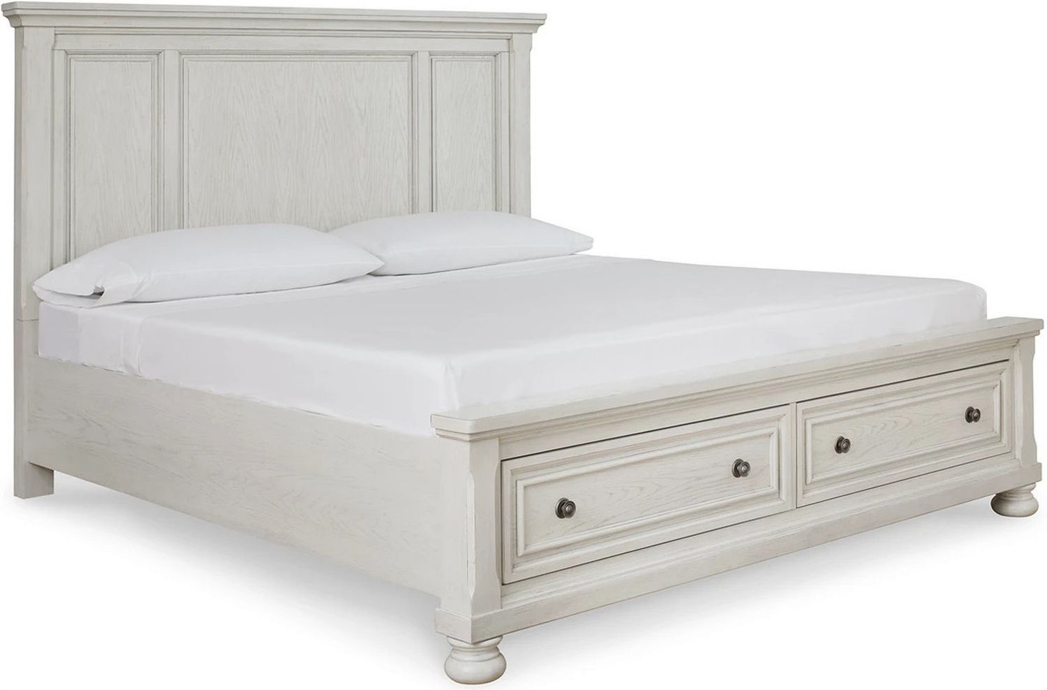 Robbinsdale Queen Panel Storage Bed In Antique White B742B24