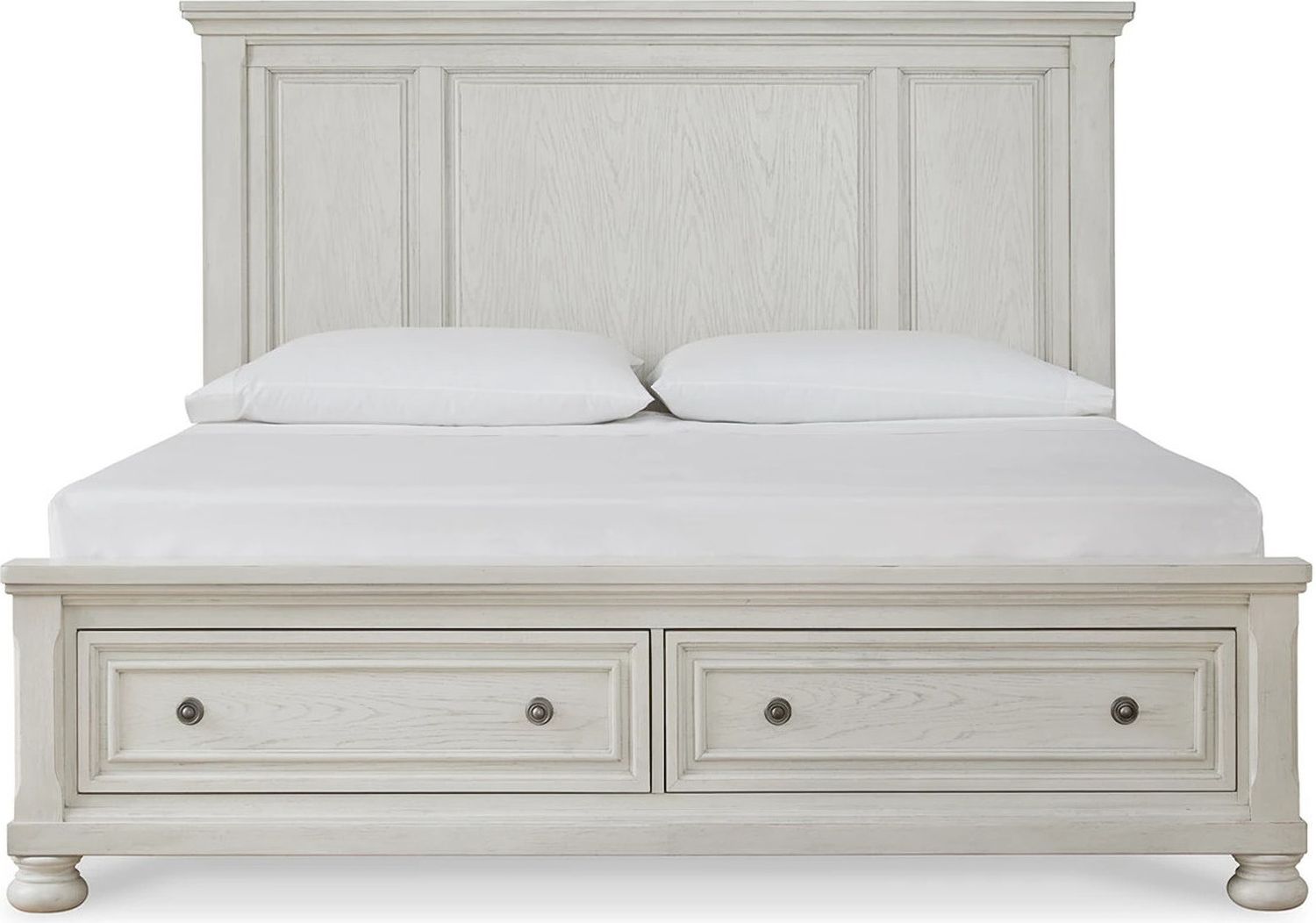 Robbinsdale Queen Panel Storage Bed In Antique White B742B24