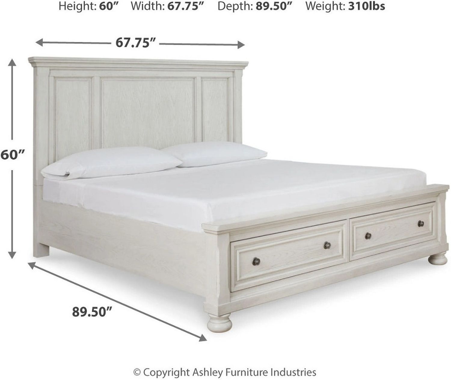 Robbinsdale Queen Panel Storage Bed In Antique White B742B24