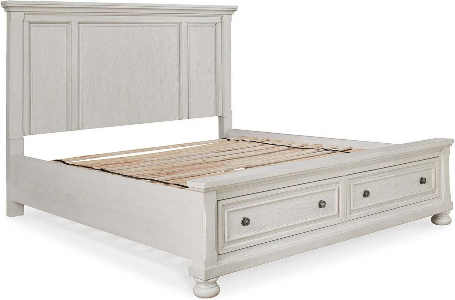 Robbinsdale King Panel Storage Bed In Antique White B742B25