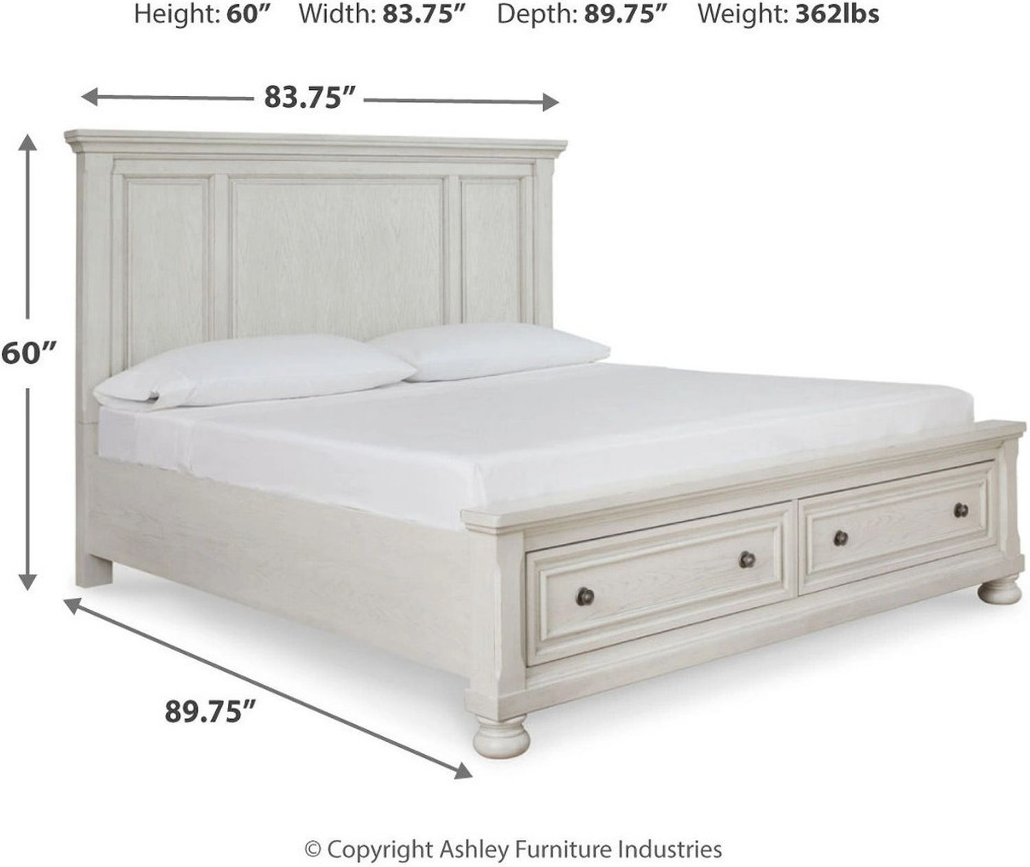 Robbinsdale King Panel Storage Bed In Antique White B742B25